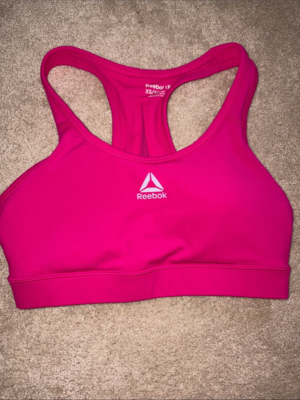 Reebok Hot Pink Racerback Sports Bra- with removable pads